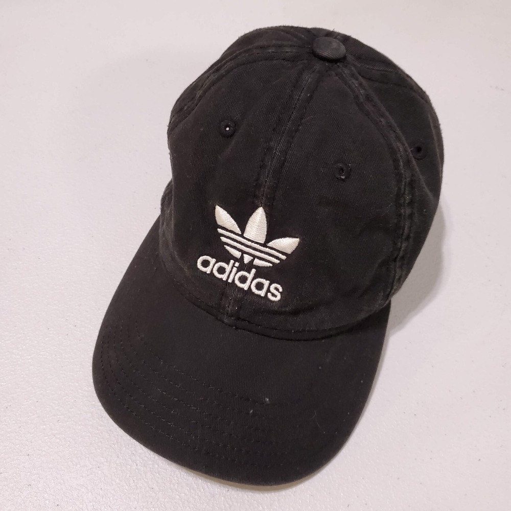Adidas Men Hat OS Black Trefoil Logo Embroidered‎ Baseball Cap Strapback